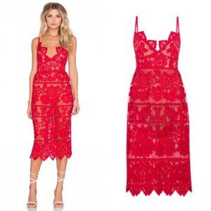 For Love and Lemons | Gianna Lace Dress in Hot Red Sz S